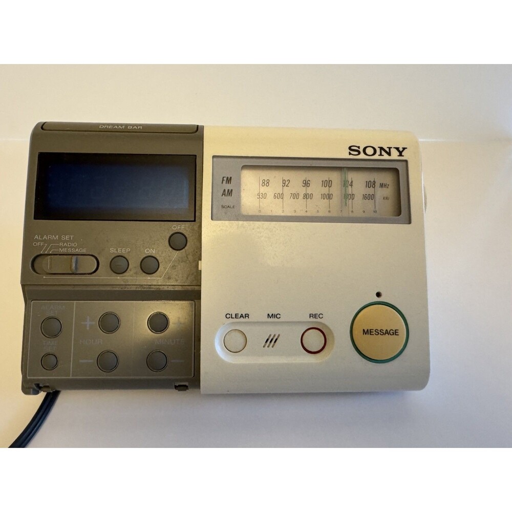 Sony ICF-C88W AM/FM Clock Radio w/Digital Message Recorder